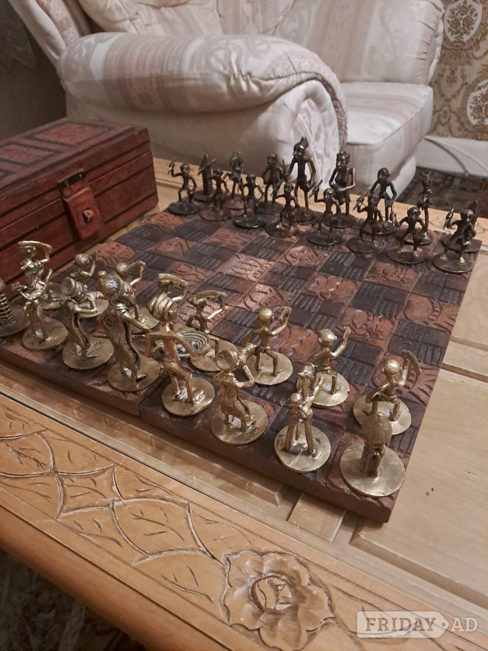 Unique African tribal bronze chess set. in Birmingham