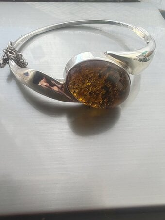 Amber silver 925 bangle