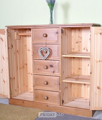 UK Delivery - Small Waxed Pine Farmhouse Wardrobe Childs Bedroom 