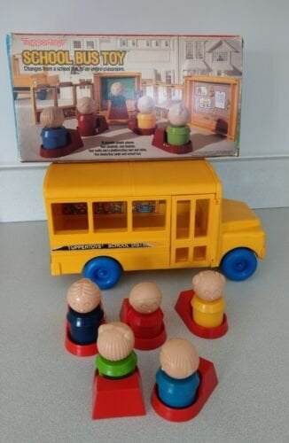Vintage School Bus Toy by Tuppertoys