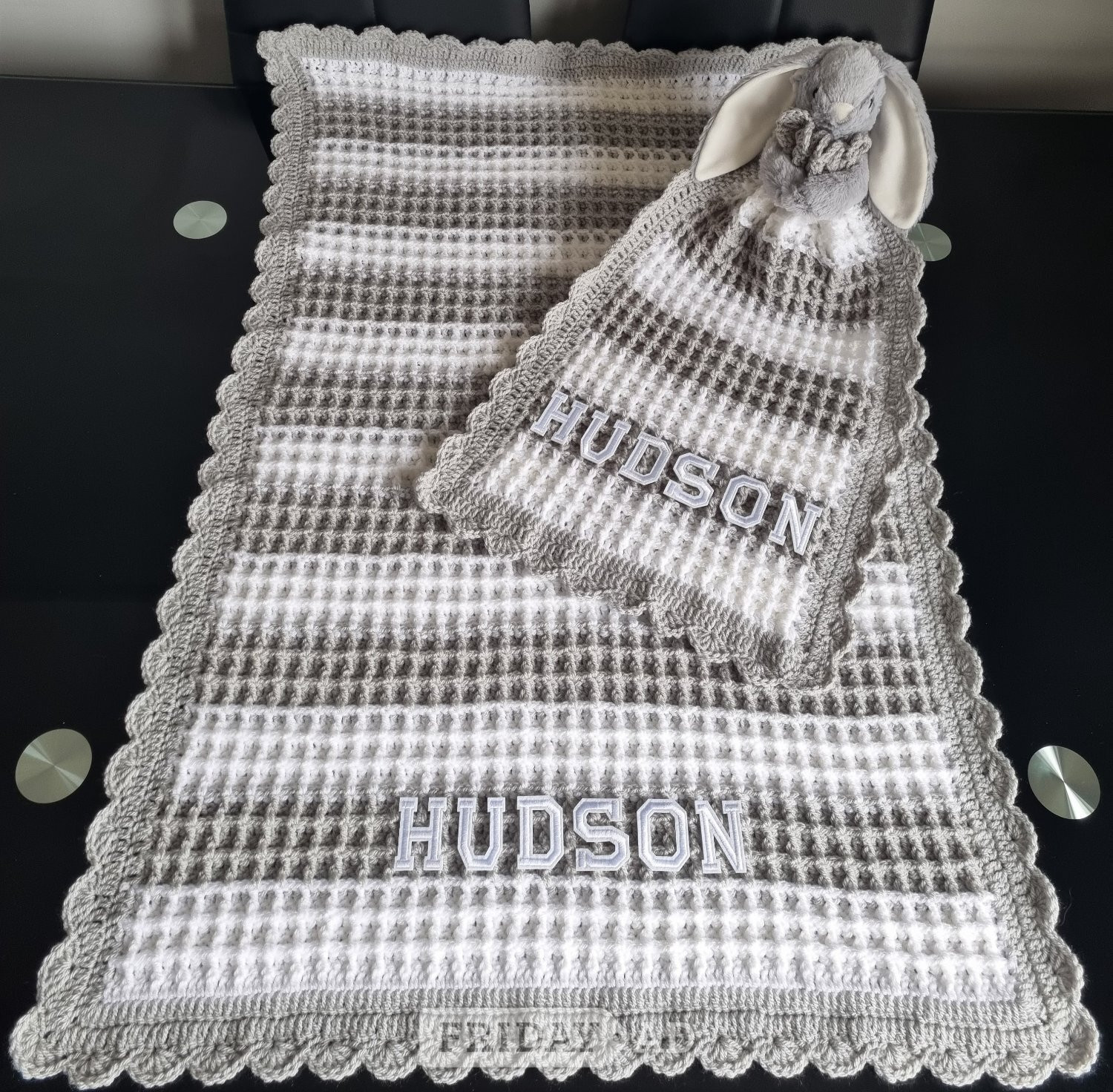 Crochet Baby Blanket, Personalised, Girls Boys colours available in Gosport