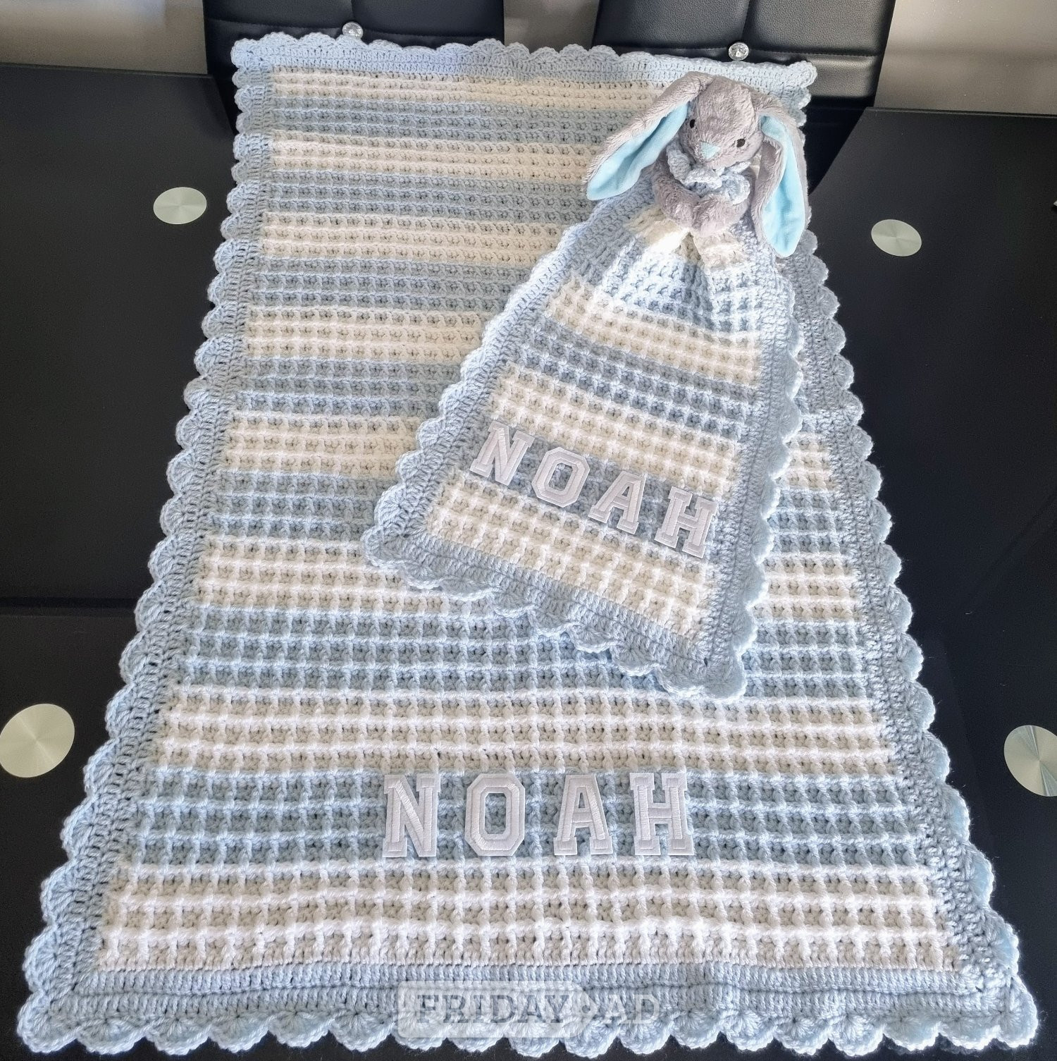 Gosport Crochet Baby Blanket, Personalised, Girls Boys colours available