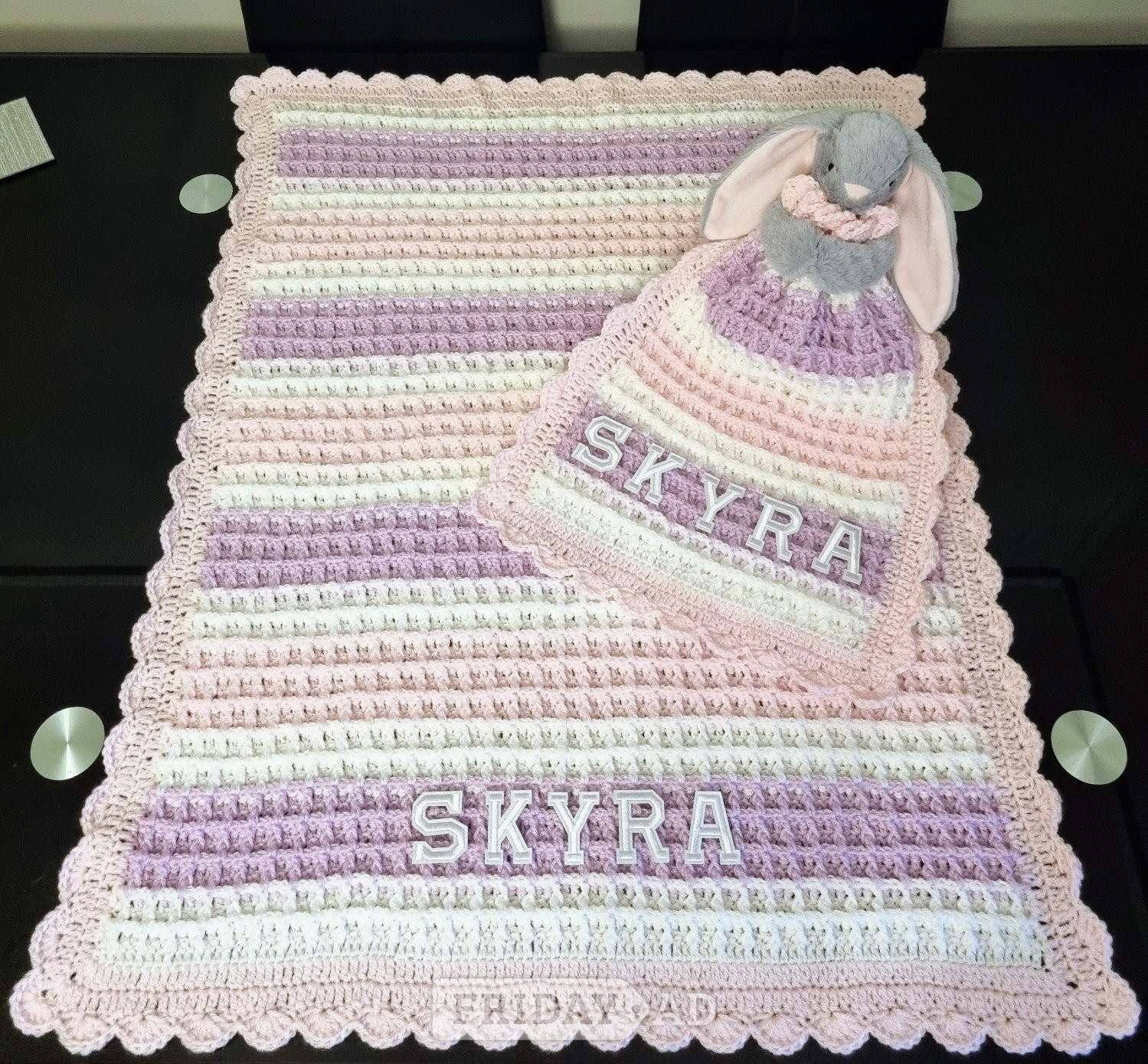 Crochet Baby Blanket, Personalised, Girls Boys colours available - Baby & Kids in Gosport