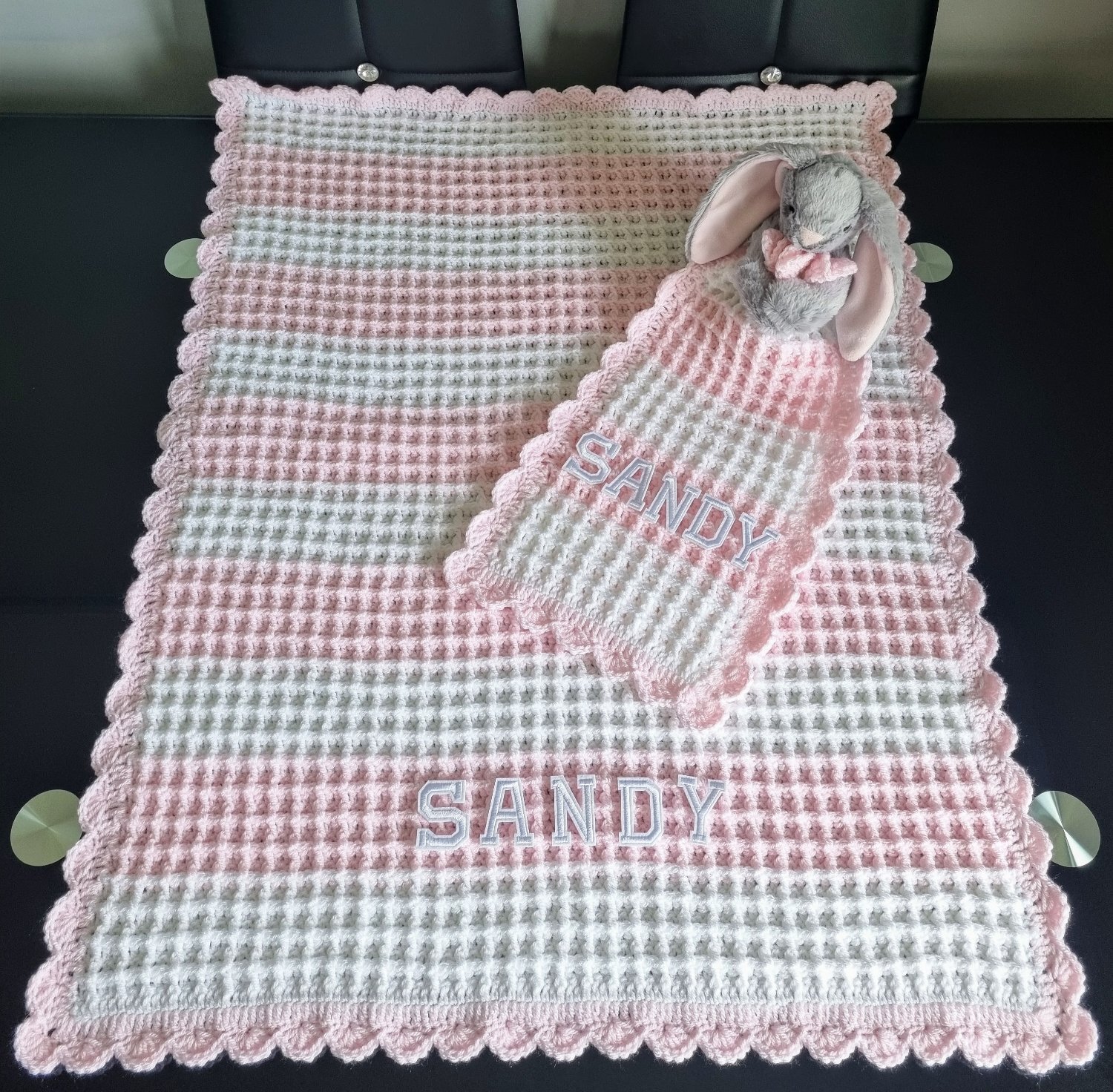 Crochet Baby Blanket, Personalised, Girls Boys colours available