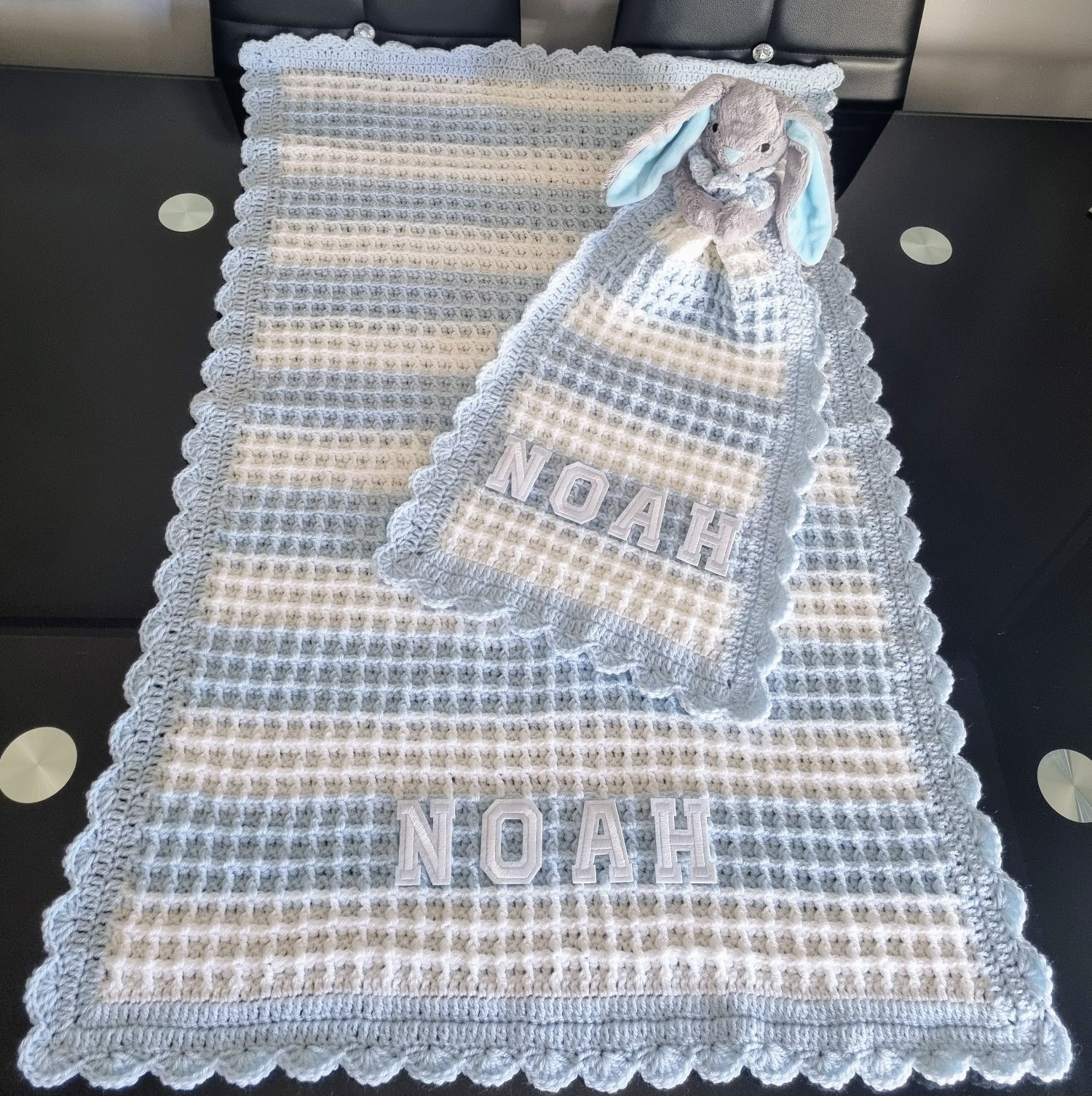 Gosport Crochet Baby Blanket, Personalised, Girls Boys colours available