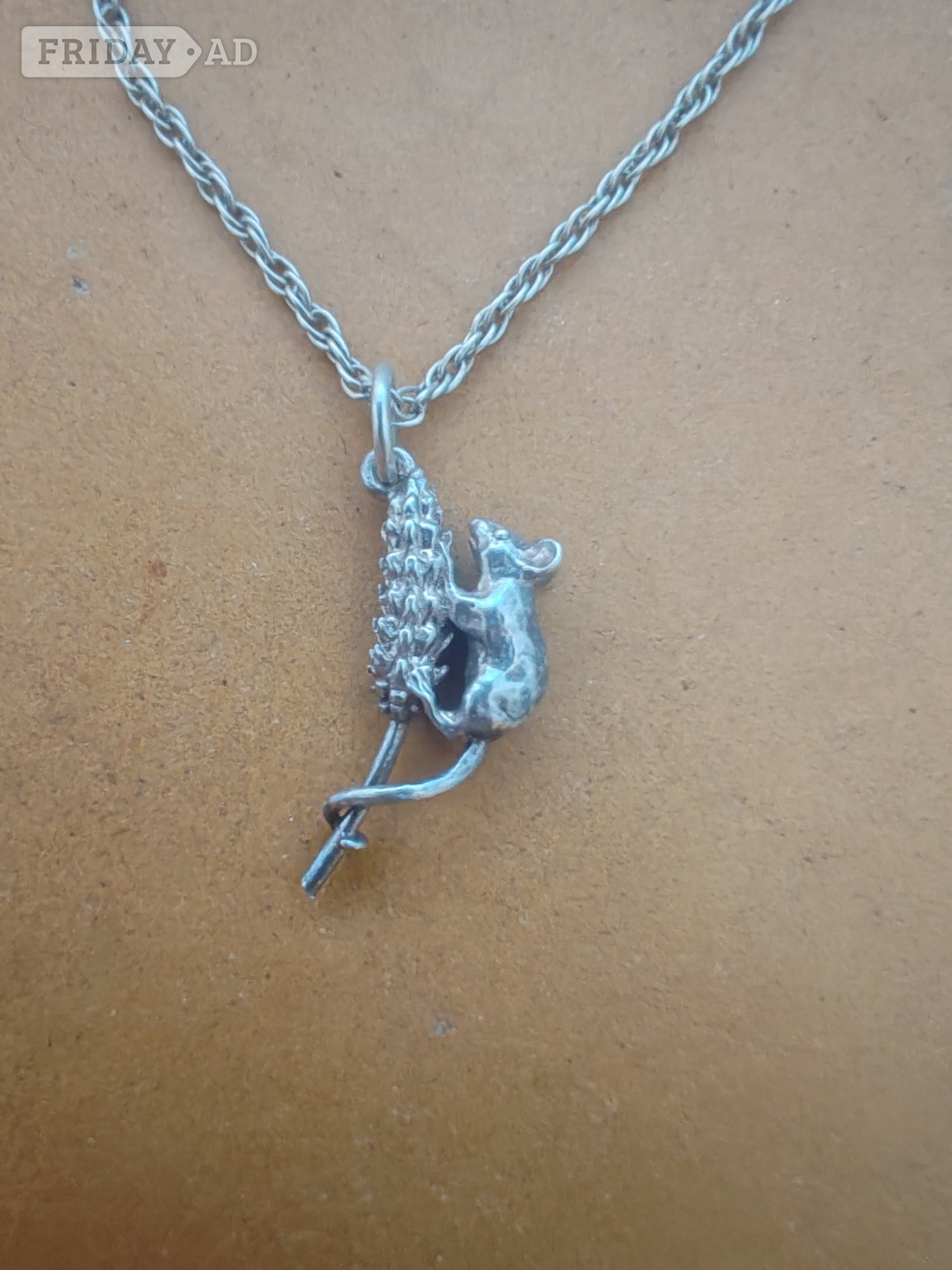 Sterling Silver Harvest Mouse Pendant, Necklace in Cranbrook
