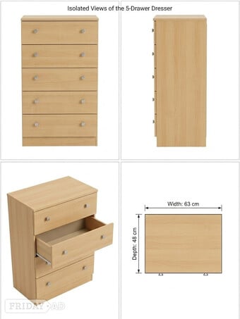 STYLISH 5-DRAWER CHEST - GOOD CONDITION. PRICED TO CLEAR- MUST GO