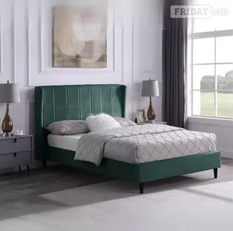 KING - AMELIA BED FRAME - GREEN VELVET