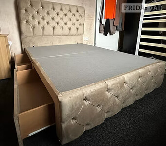 Double - Handmade ROMNEY Divan with 4 Drawers, Floor standing Hb 