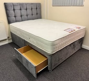 CASHMERE 1000 POCKET MATTRESS WITH BASE 2 DRAWERS AND HB - DOUBLE