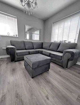 ✨ Stunning Grey Corner Sofa & Footstool | Brand New | Fast Deli