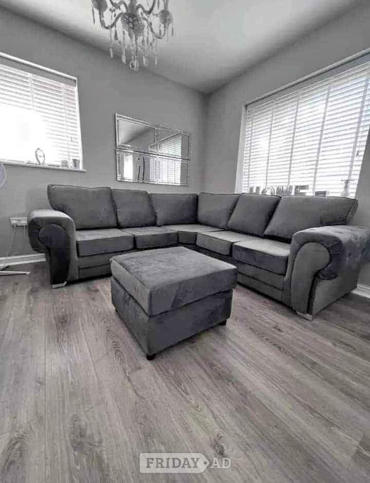 ✨ Stunning Grey Corner Sofa & Footstool | Brand New | Fast Deli in Oldbury