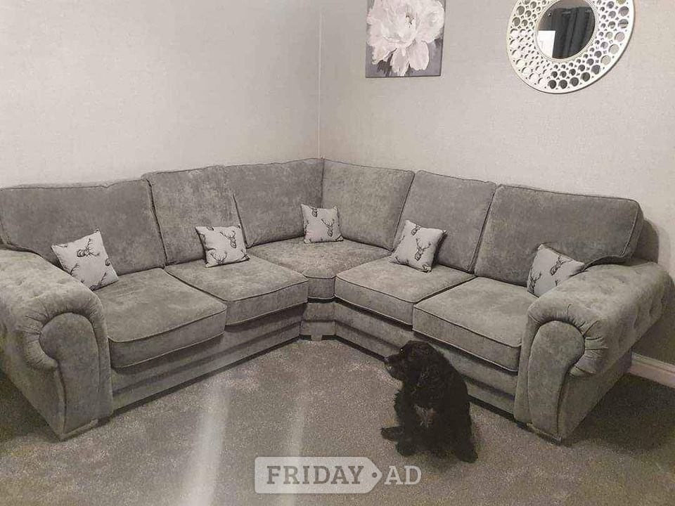 ✨ Stunning Grey Corner Sofa & Footstool | Brand New | Fast Deli