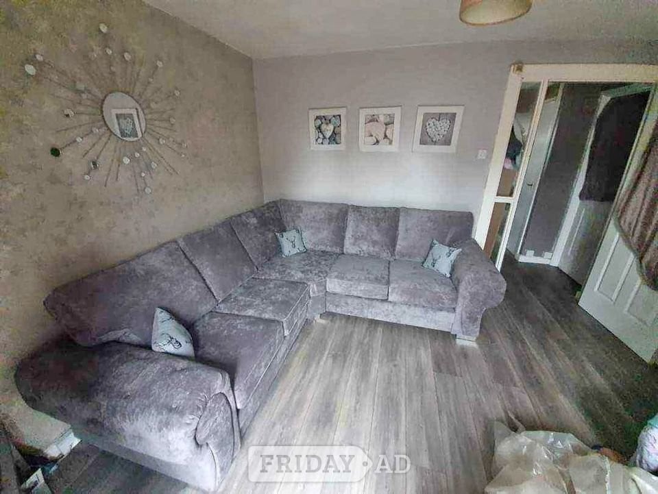 Oldbury ✨ Stunning Grey Corner Sofa & Footstool | Brand New | Fast Deli