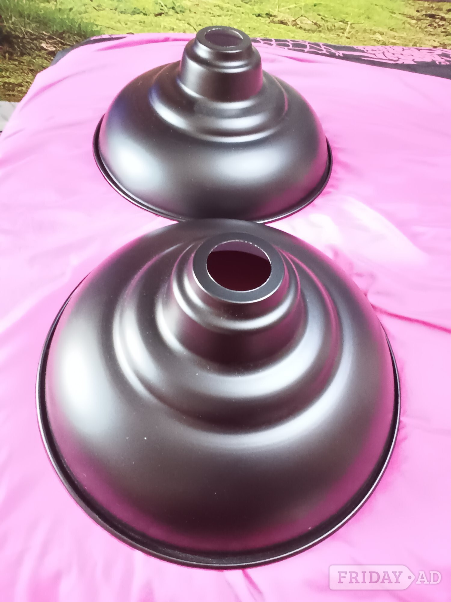 Industrial metal ceiling shades (2pr)large and Small. - Antiques & Collectables