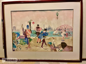 TWO Watercolours S Fenton RI London Frolic & I Belong to London