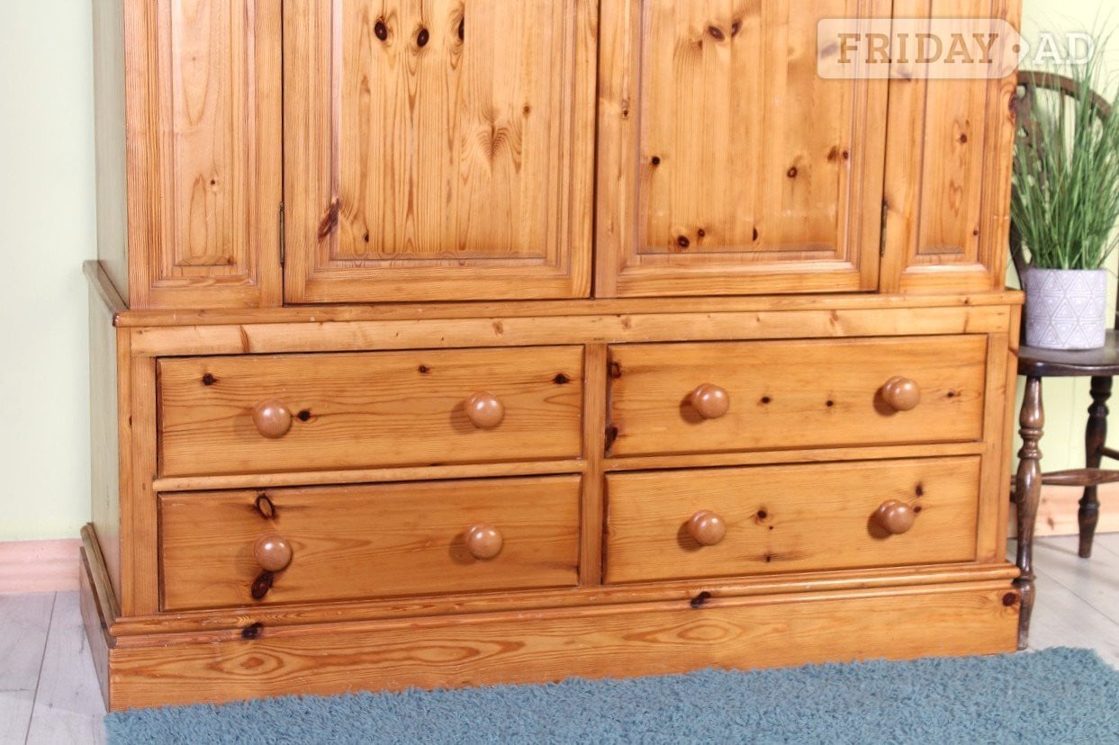 Hailsham UK Delivery - Antique Style Pine Farmhouse Wardrobe 3 Sections