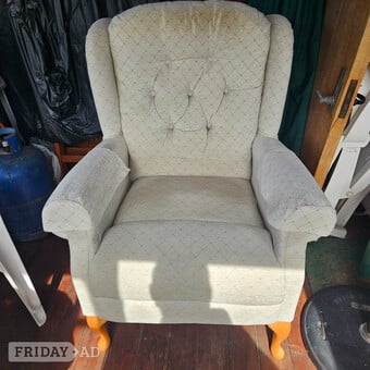 Lovely nearly new comfortable armchair in patterned beige