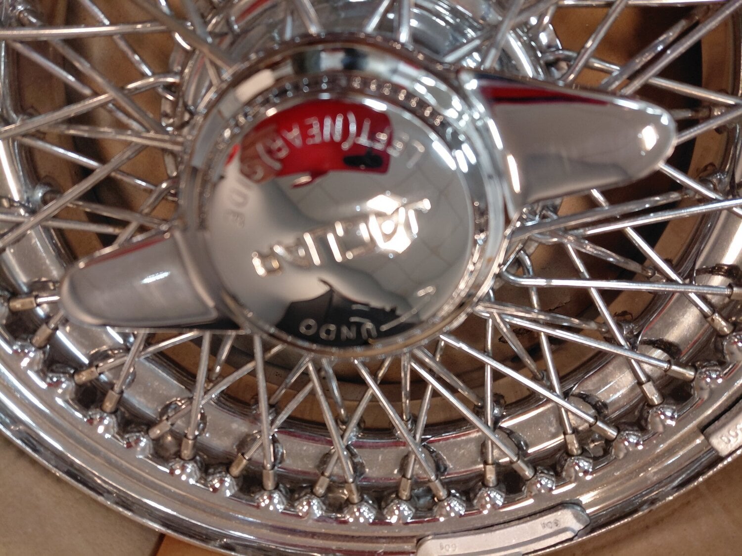 Jaguar 4 original factory Chrome  wire wheels + spinners  - Parts & Accessories in Gloucester