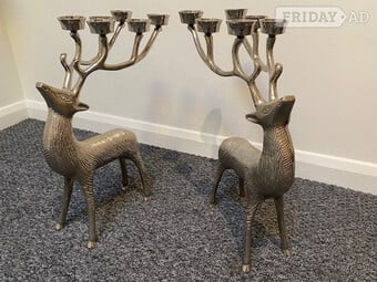 Silver Stag / Deer Candle Tea Light (6) Holder CLANBAY x 2 RARE 
