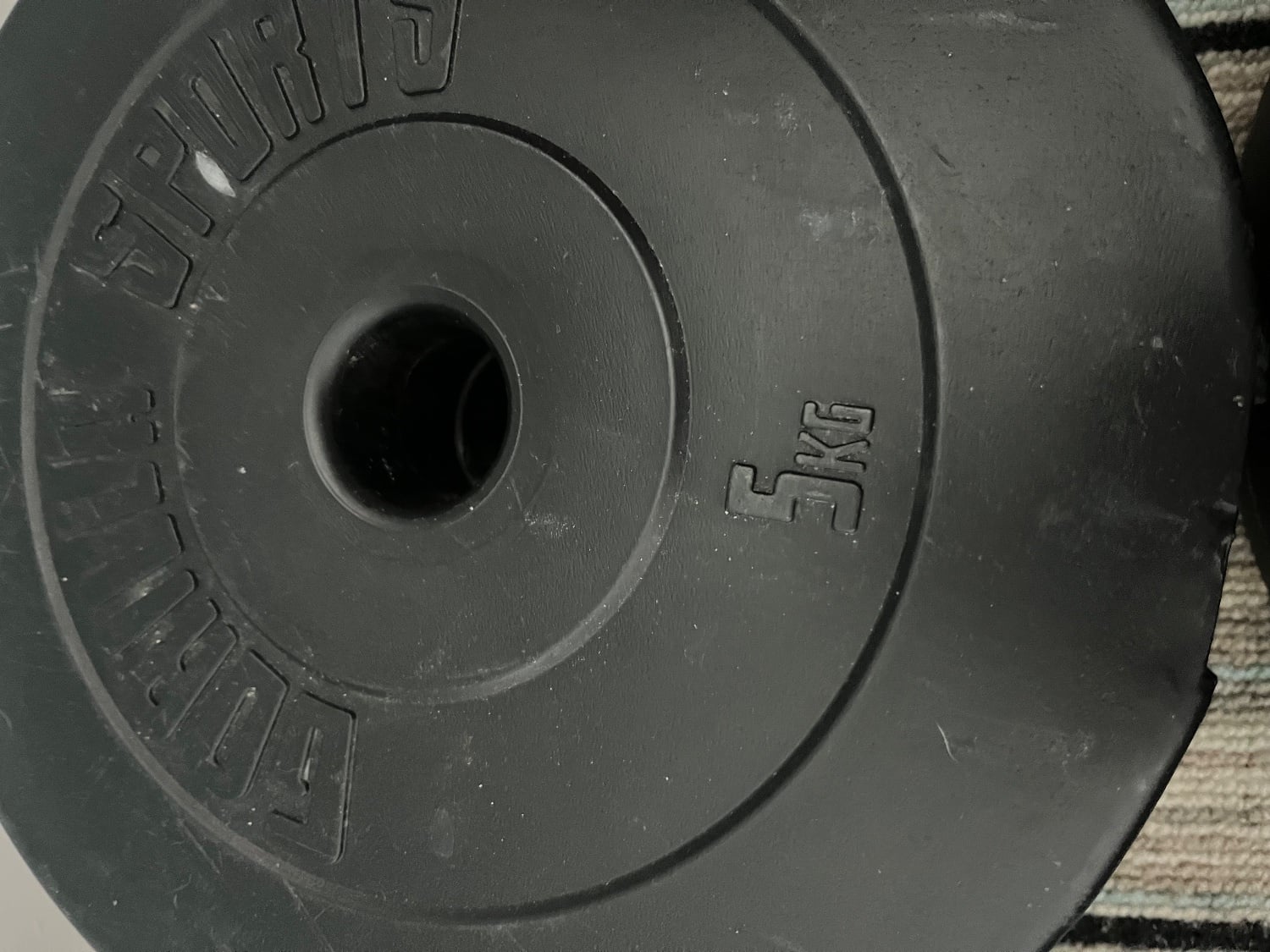 Brighton Standard 1” Hex trap Barbell and weight plates, 55kg total plates