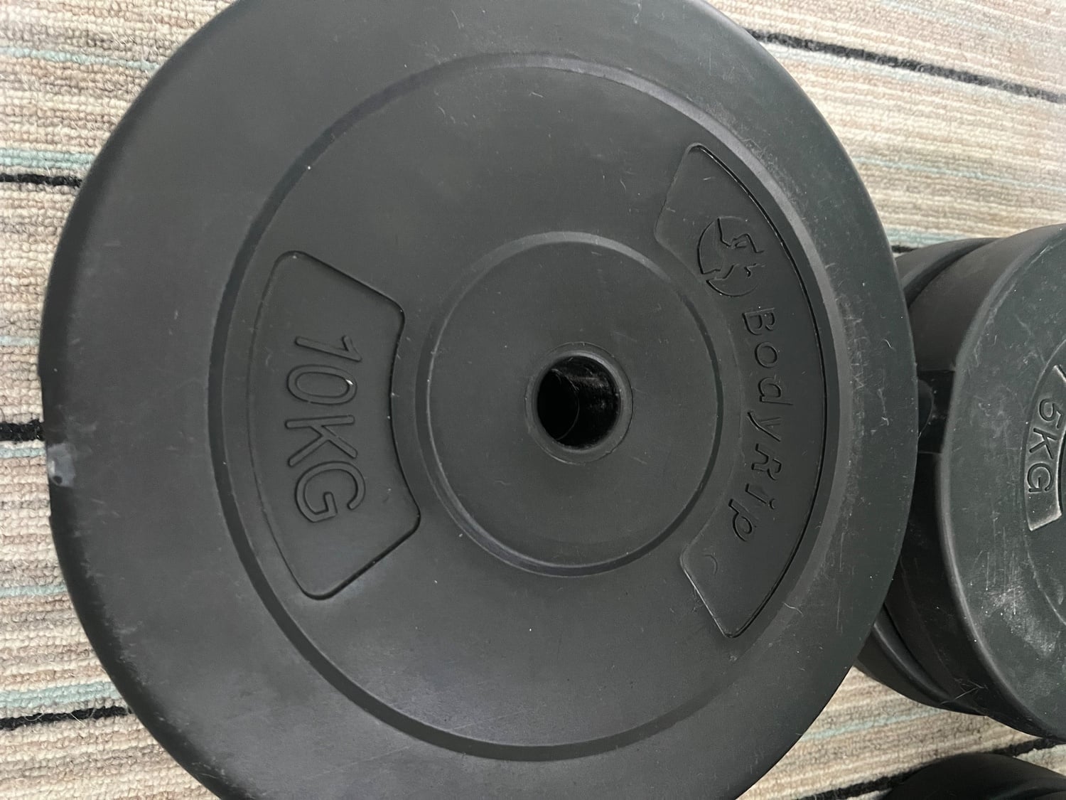 Standard 1” Hex trap Barbell and weight plates, 55kg total plates - Sports Equipment