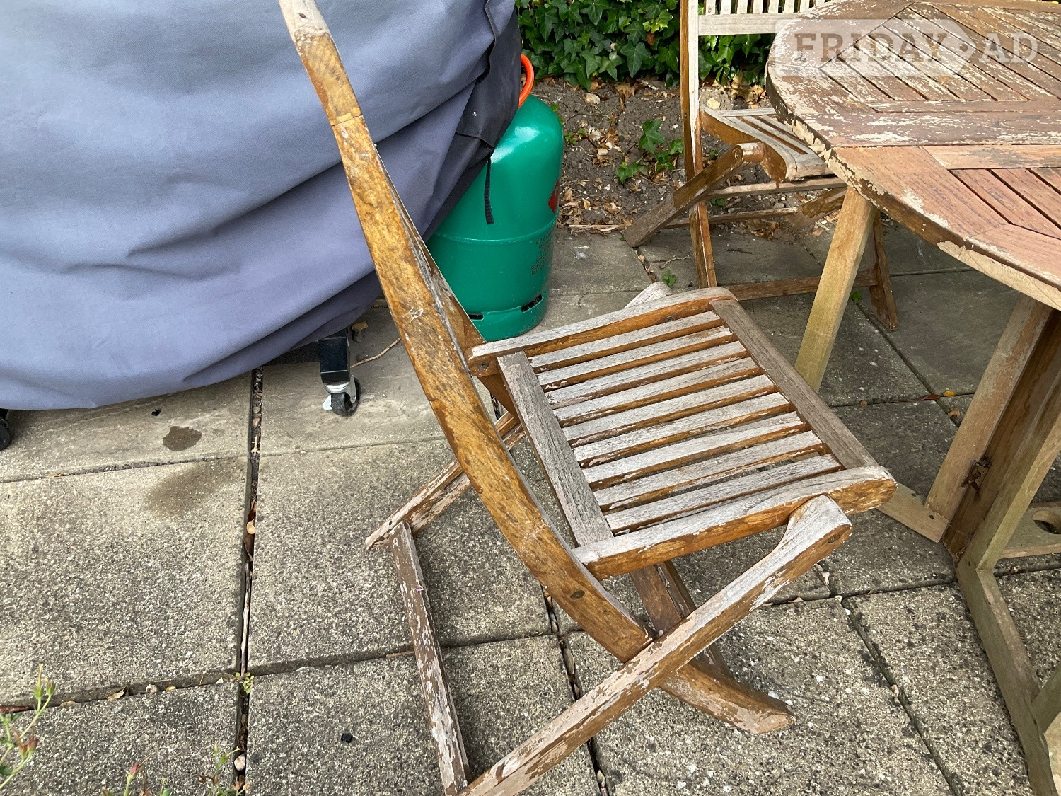 Vintage Teak Outdoor Folding Chairs +matching table (restoration) - Garden in Worthing