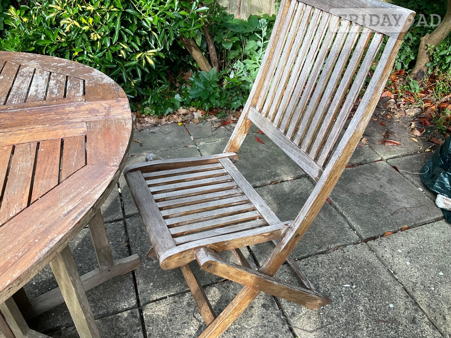 Vintage Teak Outdoor Folding Chairs  and FREE matching table