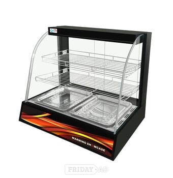 Heated Black Hot Pie Counter top Food Display Cabinet Lamp Warmer