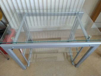 Metal and glass three tier TV, DVD, Sky box stand