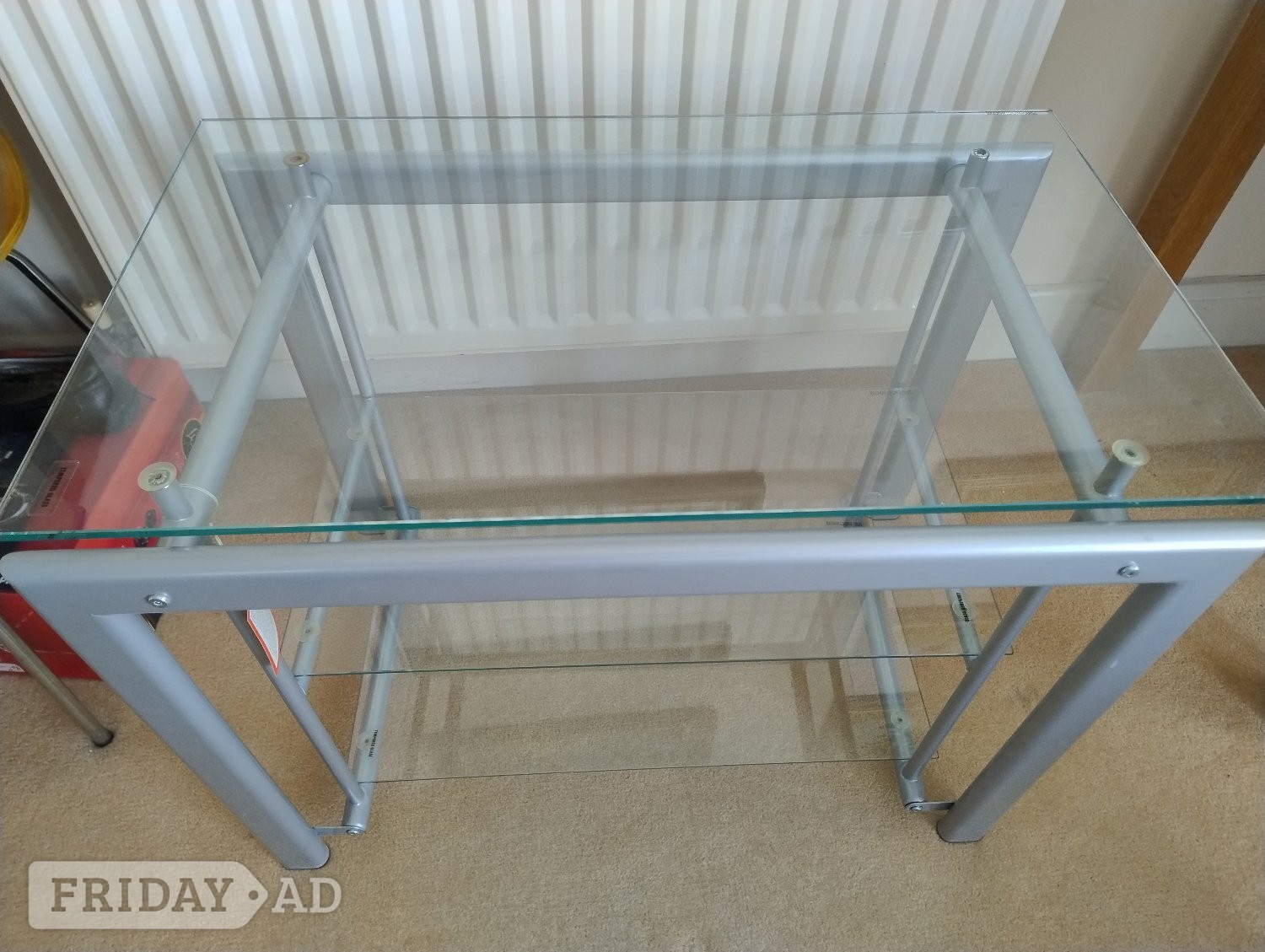 Metal and glass three tier TV, DVD, Sky box stand in Haywards Heath