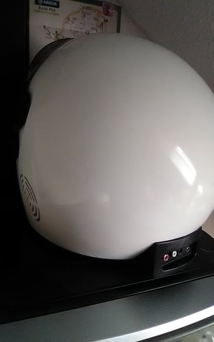 Milton Keynes H88 CD Racing Helmet.( )text only.CD has a mind of its own!Has Small remote/Radio/USB/Lead/Ins Manual..