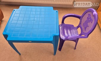 Small plastic table and chair