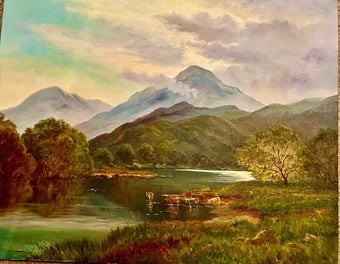 Mountains sky's & Lochs in  Oil  by J Hamilton George 