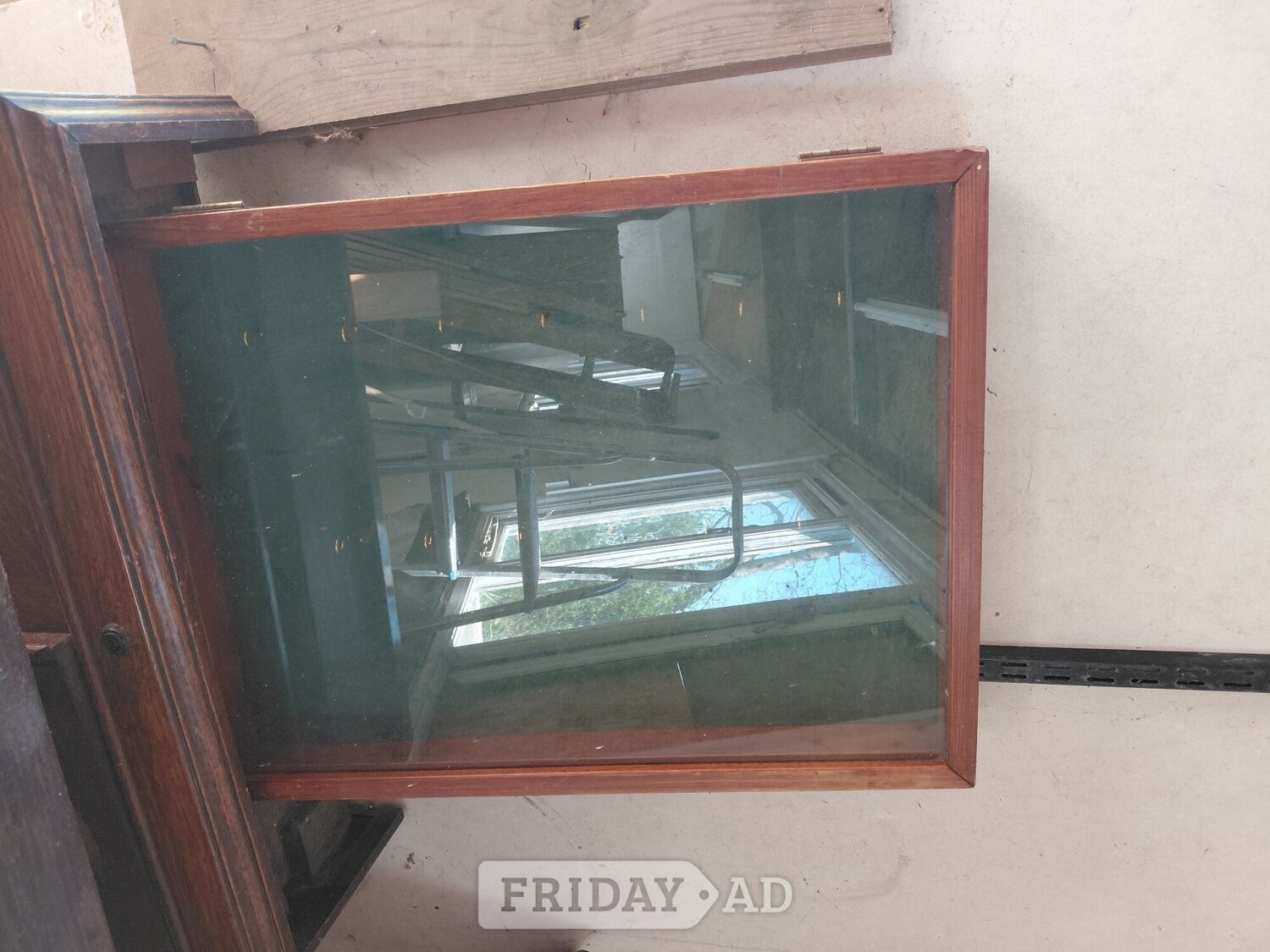 Oak 1920 desk with leaded lights cubboard 