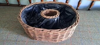 LARGE OVAL HANDMADE WICKER BASKET PLANT CONTAINER. USED