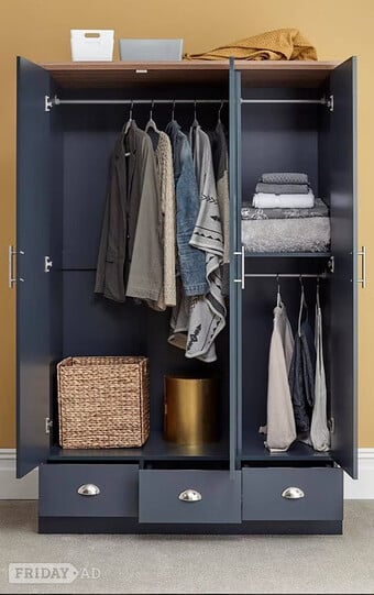KENDAL 3 DOOR 3 DRAWER WARDROBE - BLUE -