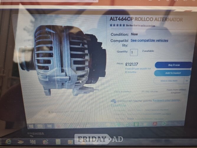 VAG  AUDI  SEAT SKODA ALTERNATOR ROLLCO ALT464 CP 120 AMP. - Parts & Accessories