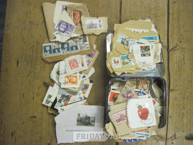  Stamps – Tin of miscellaneous stamps (hundreds!)