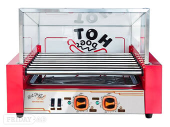 Electric 9 Roller Hot Dog Sausages Grill Cooker with Cover