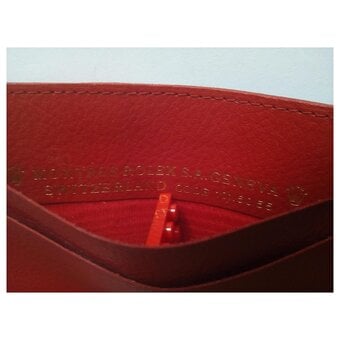 Rolex red leather card holder (accessory) for 1990-2001 watches. 
