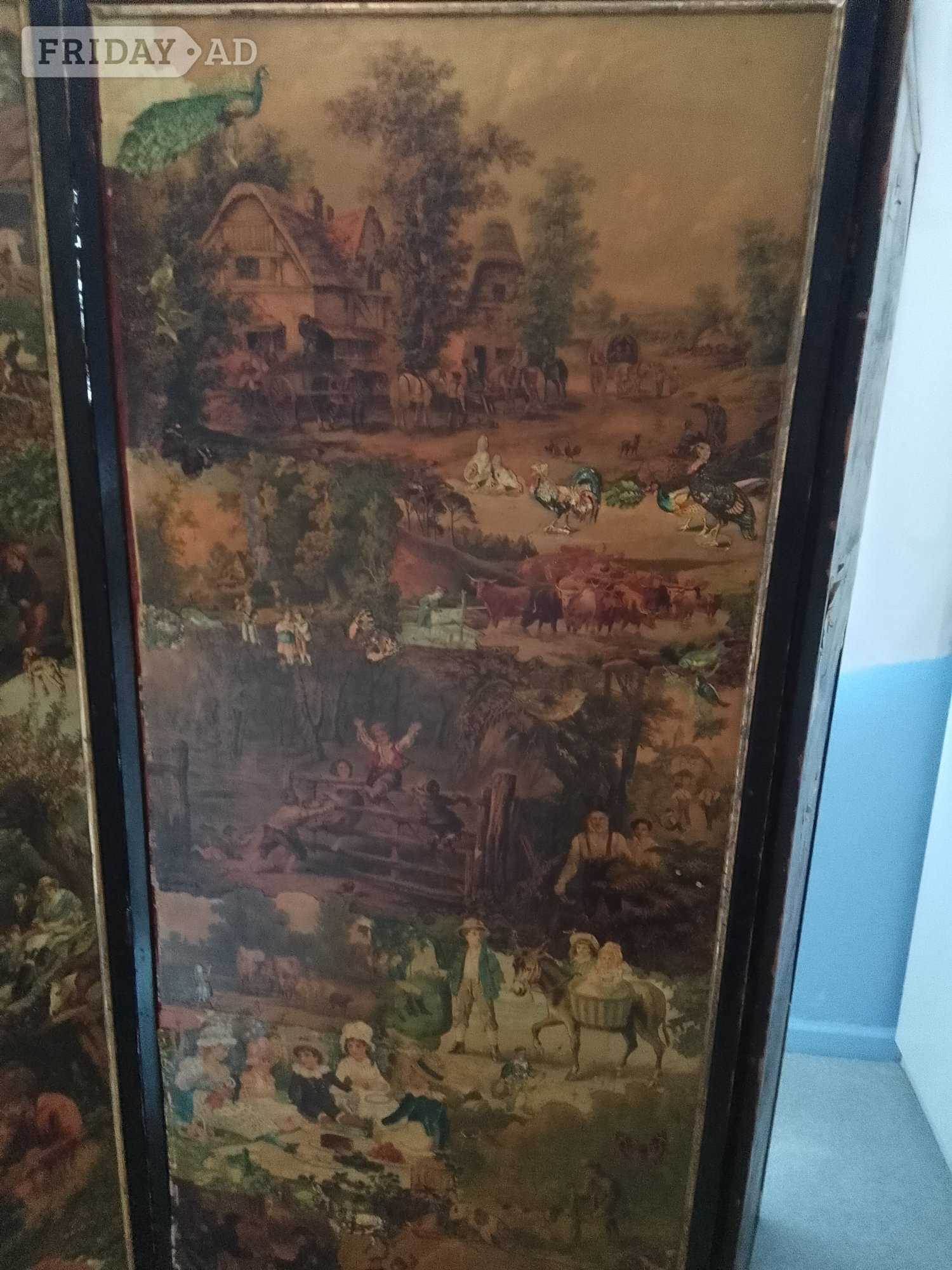 Victorian Decoupage Folding Screen - Antiques & Collectables