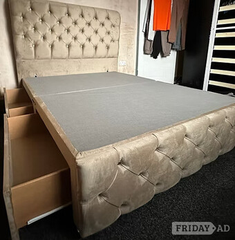 King - Handmade ROMNEY Divan with 4 Drawers, Floor standing Hb 