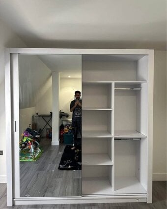 IKEA 203 cm Wardrobe With 2 Sliding Mirror Doors For Sale 