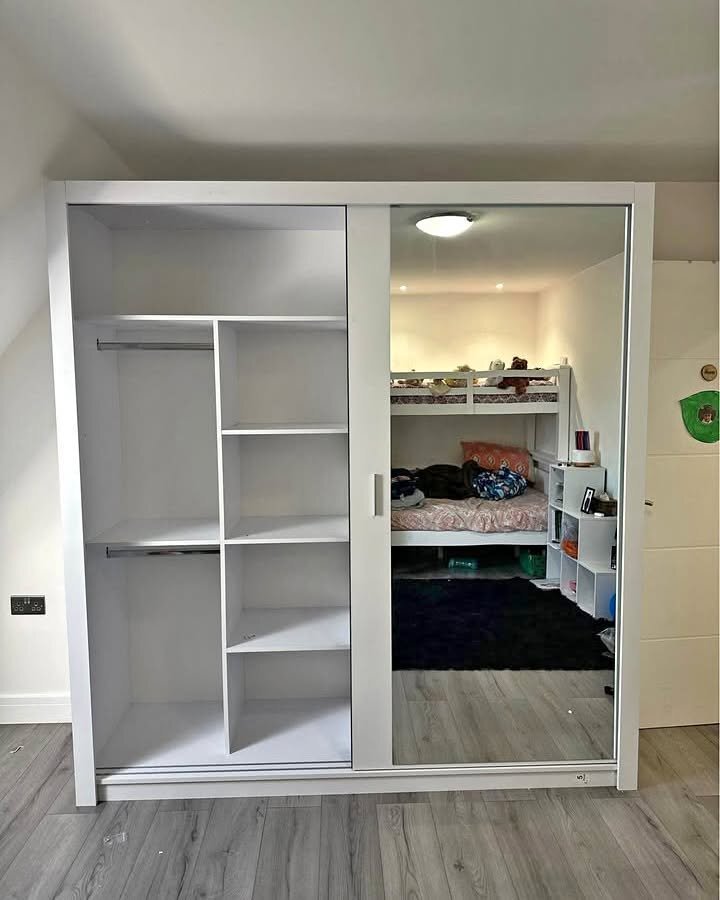 IKEA 203 cm Wardrobe With 2 Sliding Mirror Doors For Sale 