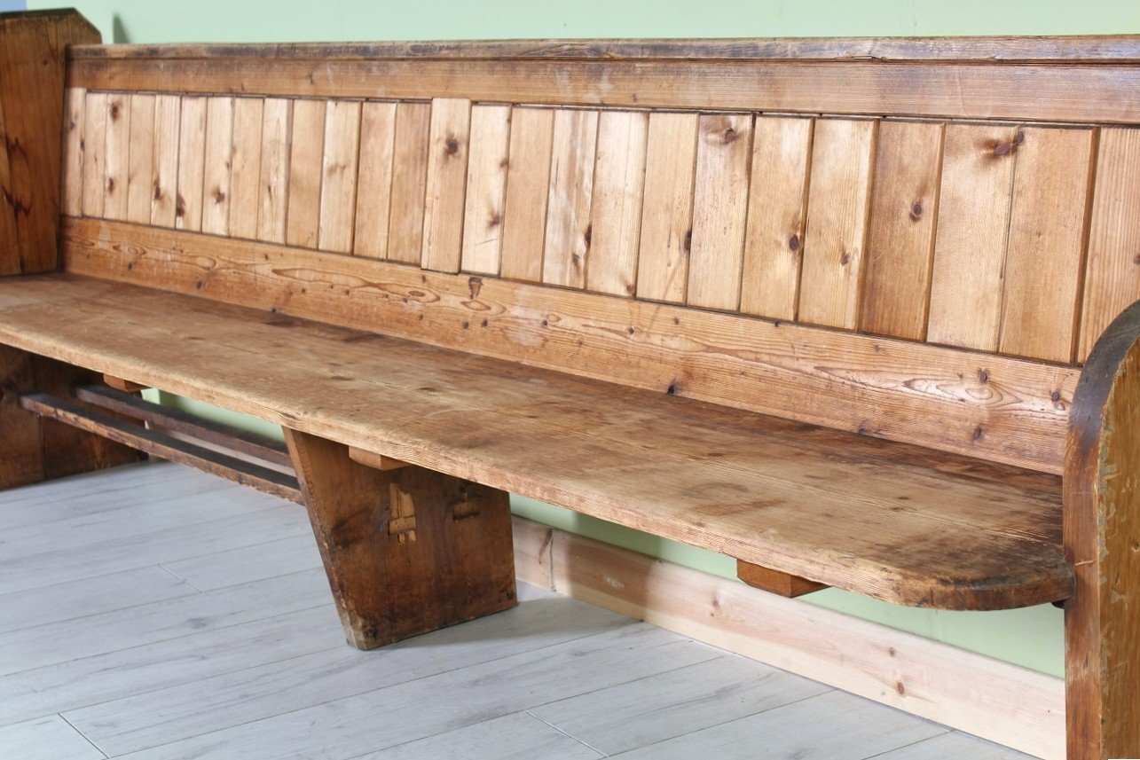 UK Delivery - Large Vintage Church Pew Bench Seat Pine Old Rustic