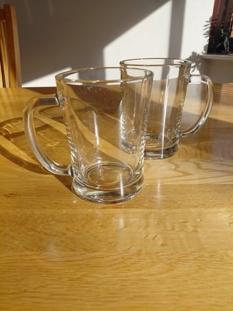 Two Clear Glass Tankards – As Good As New