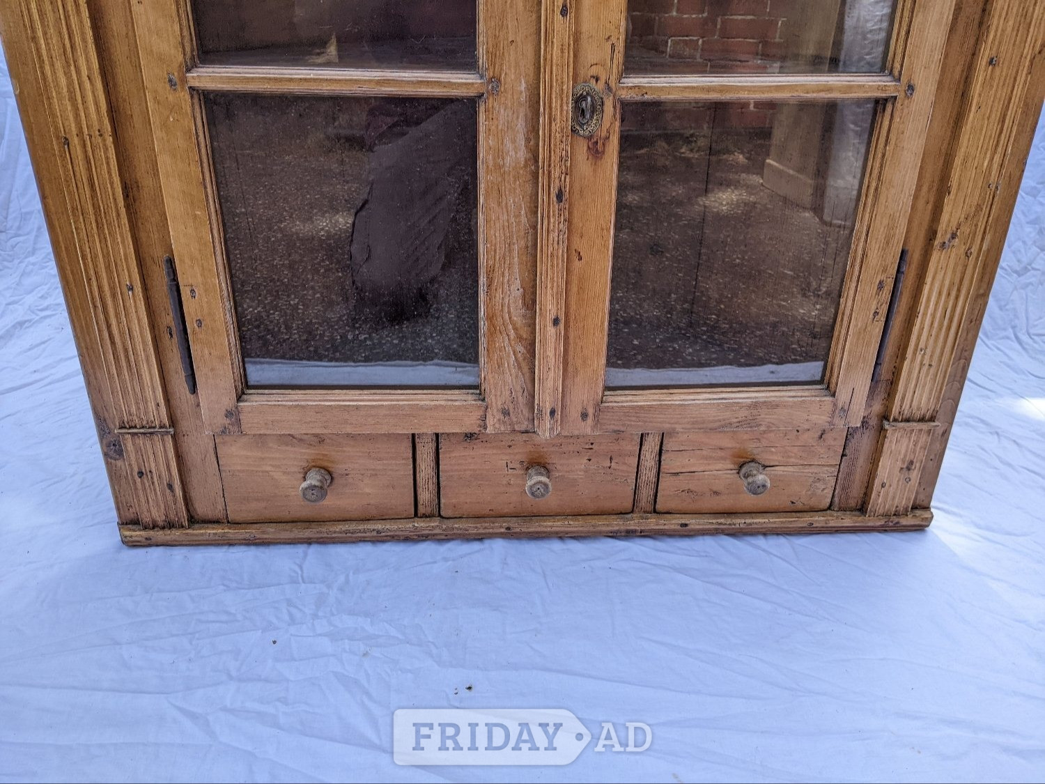 Heathfield Large Antique Stripped Pine Glazed Corner Cupboard Cabinet