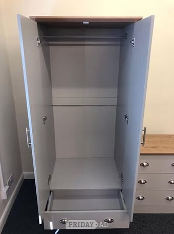 KENDAL 2 DOOR 1 DRAWER WARDROBE - GREY