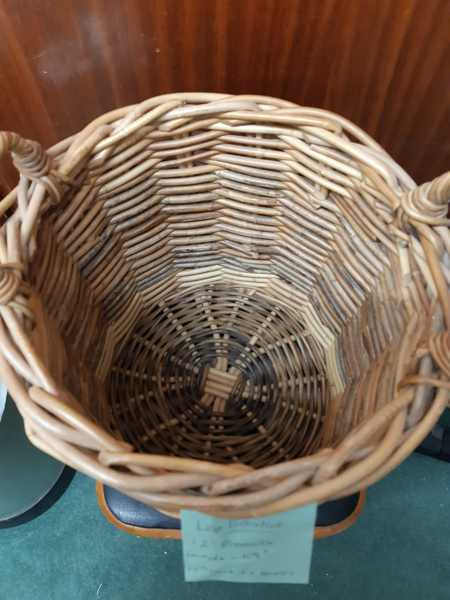 STURDY 12" TALL WICKER LOG BASKET. VERY GOOD CONDITION. - Home Decor in Bexhill-On-Sea